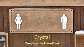  Presentation with public - Cool new slides with public-toilets-signs backdrop and a tawny brown colored foreground