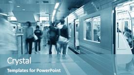  Presentation with go to shin okubo subway - Audience pleasing theme consisting of public transit - busy tokyo subway backdrop and a teal colored foreground