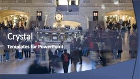  Presentation with station - Slide deck having public transit - grand central station nyc background and a ocean colored foreground