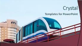  Presentation with train railway - Slides consisting of public transit - monorail fast train on railway background and a sky blue colored foreground