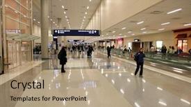  Presentation with passengers - Beautiful slide deck featuring public transit - passengers in modern airport recognizable backdrop and a coral colored foreground