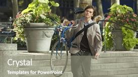  Presentation with bicycle generator - Beautiful PPT theme featuring public transport - handsome young businessman carrying bicycle backdrop and a gray colored foreground