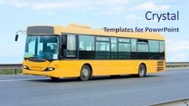  Presentation with public transport - Presentation theme featuring public transport - yellow bus - see background and a sky blue colored foreground