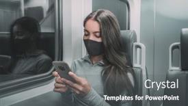  Presentation with public transport - Audience pleasing PPT layouts consisting of public-transport-commute-woman-commuter backdrop and a gray colored foreground