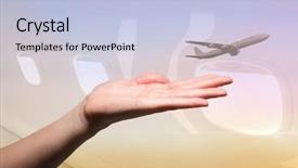  Presentation with blended - PPT theme consisting of public transportation mode - digital composite of hand open background and a  colored foreground