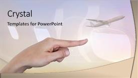  Presentation with airplane the sky travel - Beautiful PPT theme featuring public transportation mode - digital composite of hand pointing backdrop and a lemonade colored foreground