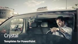  Presentation with public transportation - Audience pleasing presentation theme consisting of public transportation mode - portrait of a taxi driver backdrop and a tawny brown colored foreground