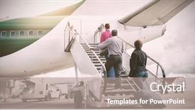  Presentation with runway - Audience pleasing PPT theme consisting of public transportation mode - rear view of people backdrop and a  colored foreground