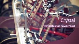  Presentation with bicycles - PPT layouts consisting of public transportation mode - rental bicycles parked zaragoza spain background and a violet colored foreground