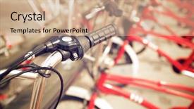  Presentation with bicycles - Audience pleasing slide deck consisting of public transportation mode - rental bicycles parked zaragoza spain backdrop and a coral colored foreground