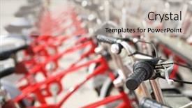 Presentation with bicycles - Colorful presentation theme enhanced with public transportation mode - rental bicycles parked zaragoza spain backdrop and a soft green colored foreground