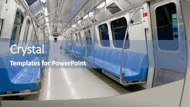  Presentation with train - Cool new theme with public transportation mode - subway train interior backdrop and a teal colored foreground