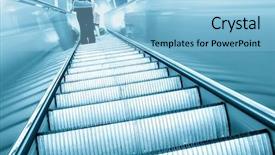  Presentation with public transportation - Cool new PPT theme with public transportation technology - blue moving escalator backdrop and a  colored foreground
