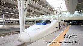  Presentation with blur - Slide deck consisting of public transportation technology - fast train with motion blur background and a soft green colored foreground