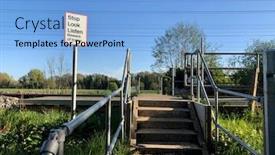  Presentation with pedestrian crossing - Amazing slide deck having public-warning-sign backdrop and a light blue colored foreground
