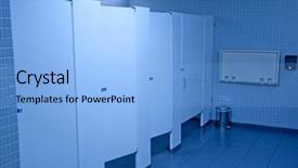  Presentation with water drops in blue tone - Colorful PPT layouts enhanced with public washroom stall with blue backdrop and a light blue colored foreground