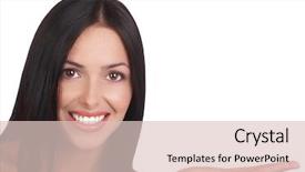  Presentation with colored parachute woman - Cool new slides with publicit emotion - attractive smiling woman presenting isolated backdrop and a lemonade colored foreground