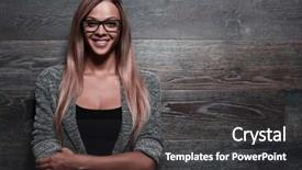  Presentation with man looking up happy - Colorful presentation theme enhanced with publicit emotion - happy woman looking camera backdrop and a dark gray colored foreground