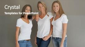  Presentation with women - Slide set consisting of publicity - attractive women with white shirt background and a violet colored foreground