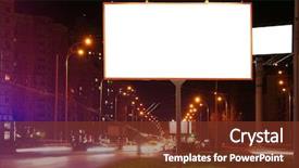  Presentation with city street - PPT theme having publicity - blank advertising board on city background and a tawny brown colored foreground