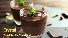  Presentation with mint - Colorful theme enhanced with portions - chocolate mousse with mint backdrop and a tawny brown colored foreground