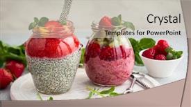  Presentation with seeds - Presentation theme with puddings with berries and fruit background and a light gray colored foreground