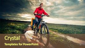  Presentation with young black couples hiking - Colorful PPT theme enhanced with puddle on a wet backdrop and a tawny brown colored foreground