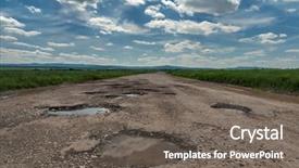 Presentation with cracked - Presentation theme featuring puddle on old cracked road background and a gray colored foreground
