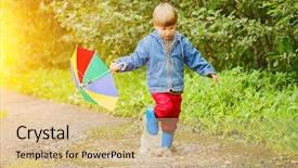  Presentation with baby rainbow - Audience pleasing PPT layouts consisting of puddles in boots baby backdrop and a soft green colored foreground
