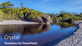  Presentation with pacific island - Theme having puddles-of-ocean-water background and a ocean colored foreground