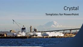  Presentation with seattle - Slide set enhanced with pudget - seattle harbor and mount rainier background and a  colored foreground