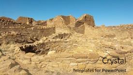  Presentation with native american indian - Audience pleasing PPT layouts consisting of pueblo del arroyo native american indian ruins and kiva backdrop and a yellow colored foreground