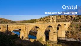  Presentation with spain - Slide set with puente-de-alcantara-in-extremadura background and a teal colored foreground