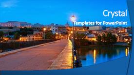  Presentation with stone - PPT layouts having puente de piedra stone bridge background and a teal colored foreground