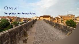  Presentation with queen - Presentation theme having puente-la-reina-bridge background and a sky blue colored foreground