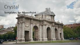  Presentation with spain - Presentation theme having puerta-de-alcala-or-alcala background and a light gray colored foreground