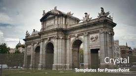  Presentation with spain - Presentation having puerta-de-alcala-or-alcala background and a gray colored foreground