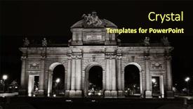  Presentation with spain - Cool new slide deck with puerta-de-alcala-or-alcala backdrop and a wine colored foreground