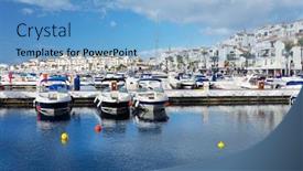  Presentation with sol - Beautiful presentation theme featuring puerto-banus-near-marbella backdrop and a light blue colored foreground