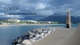  Presentation with sol - Colorful presentation theme enhanced with puerto-banus-near-marbella backdrop and a light blue colored foreground