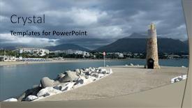  Presentation with sol - Presentation theme having puerto-banus-near-marbella background and a light blue colored foreground