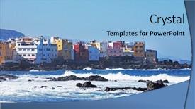  Presentation with coast - Beautiful slide deck featuring puerto de la cruz coast backdrop and a  colored foreground