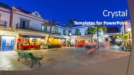  Presentation with pedestrian - Beautiful theme featuring puerto-de-mogan-gran-canaria backdrop and a royal blue colored foreground