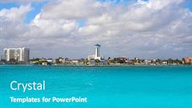  Presentation with mexico cancun - Presentation theme featuring puerto-juarez-port-in-cancun background and a teal colored foreground