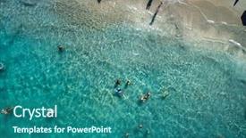  Presentation with people enjoying - Cool new presentation theme with mediterranean sea - top view of people enjoying backdrop and a ocean colored foreground