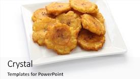  Presentation with plantain - Colorful slide deck enhanced with south american - tostones patacones fried green plantain backdrop and a white colored foreground