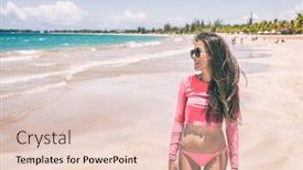  Presentation with long sleeve - Amazing PPT theme having puerto-rico-beach-bikini-woman backdrop and a lemonade colored foreground