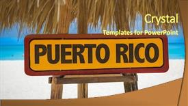  Presentation with puerto rico - Cool new slides with puerto rico sign with beach backdrop and a tawny brown colored foreground