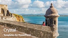  Presentation with old people - Colorful slides enhanced with fort visit - puerto rico travel people backdrop and a tawny brown colored foreground