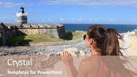  Presentation with san juan puerto rico - Presentation design consisting of looking down at the fort background and a coral colored foreground